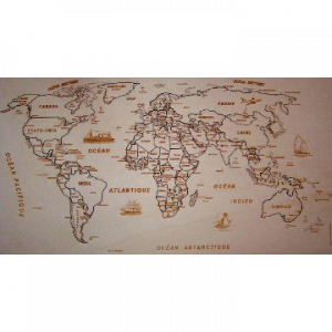 Carte du monde - puzzle en bois naturel