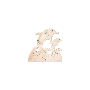Dauphins - Jouet puzzle 3D en bois naturel