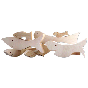 Poissons âme-soeurs - Jeu de réflexion en bois naturel