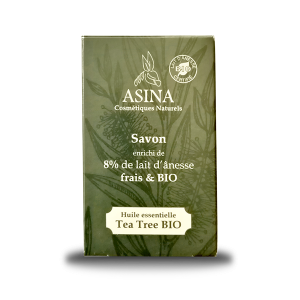 Savon au lait d’ânesse BIO & Huile essentielle de Tea Tree (Arbre à thé) BIO